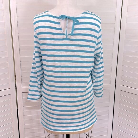 Chico’s Size Tunic Tee 3 XL Blue Rock Star Stripe Embellished - Picture 6 of 15
